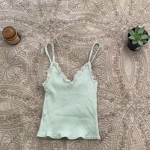 Urban Outfitters Sage Green Ribbed Cropped Cami